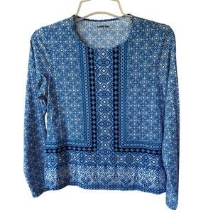 Land’s End Stretch knit jersey blue design top size M